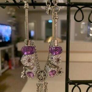 Elegant Silver and Purple Charm Bracelet